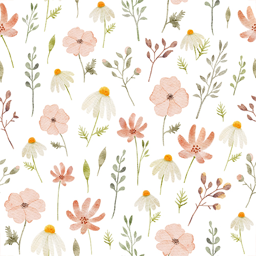 watercolor wild flowers meadow repeating pattern by zanetfromwonderland