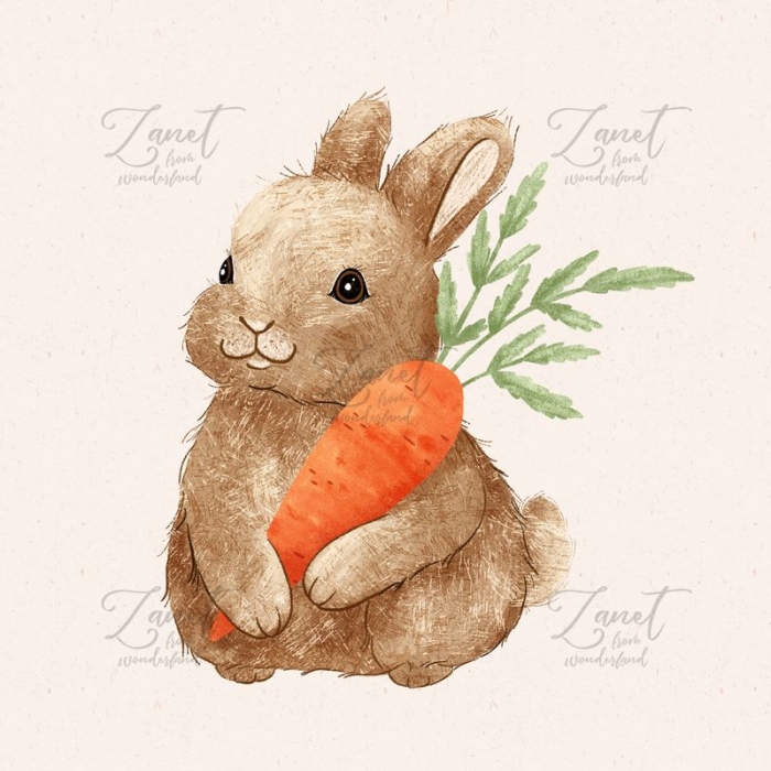 Bunny with carrot - clipart