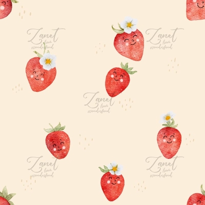 Happy strawberries with flowers