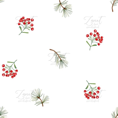 red berries and pine twigs