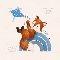 Fox and kite - png clipart