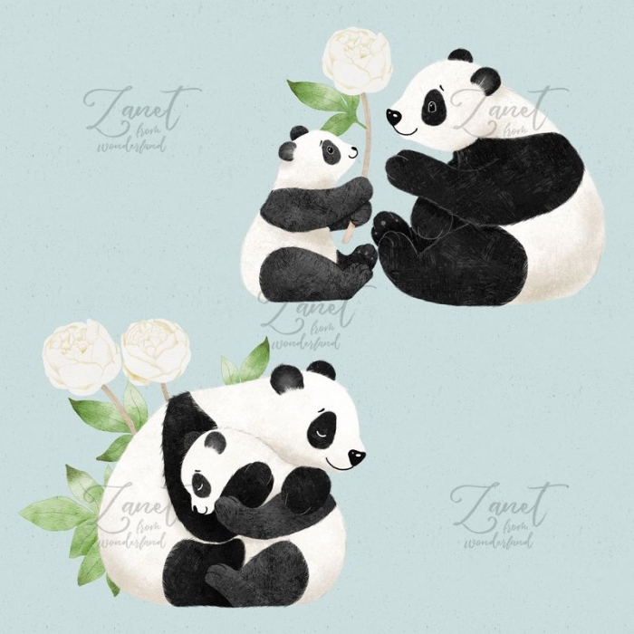 Panda love - clipart png